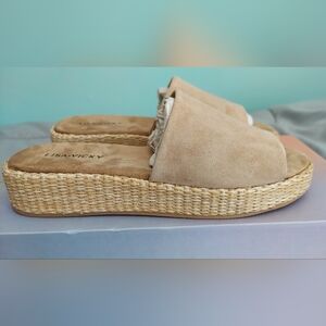Lisa Vicky Neutral Tan Suede Platform Sandals Women's Size 6 NWT Casual Preppy